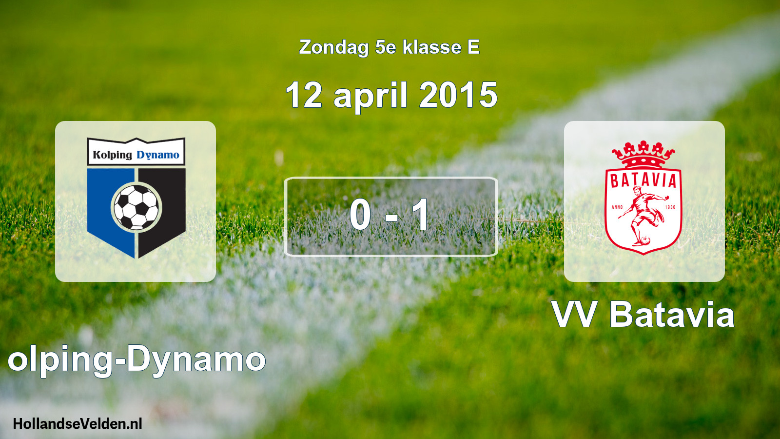Total number of matches played: Kolping-Dynamo - VV Batavia 0 - 1 (12 April 2015)
