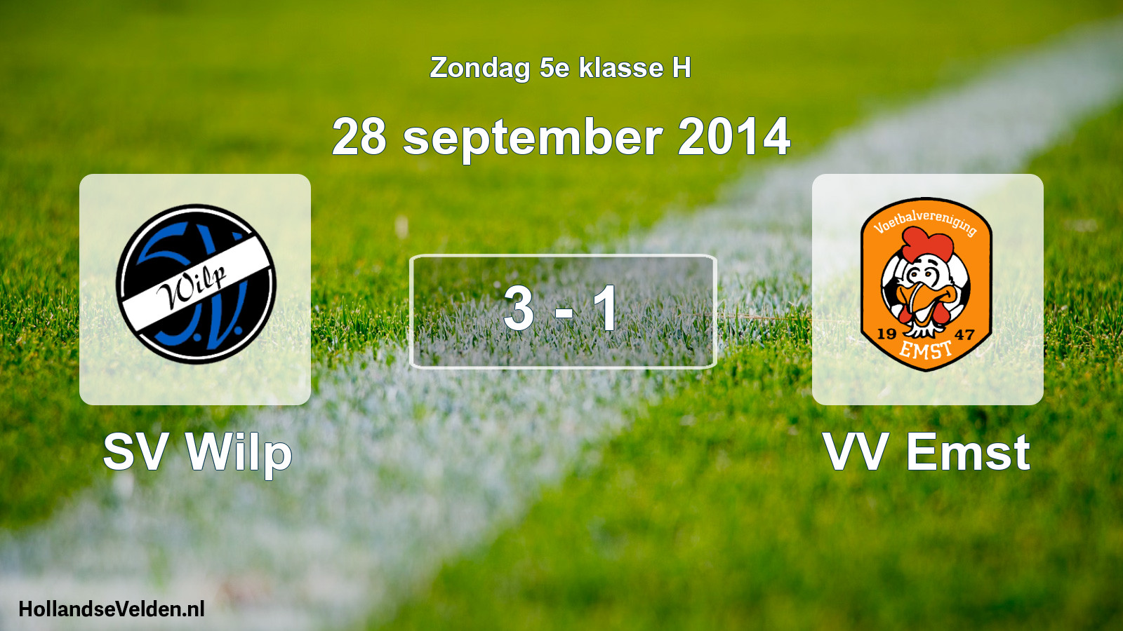 Total number of matches played: SV Wilp - VV Emst 3 - 1 (28 September 2014)