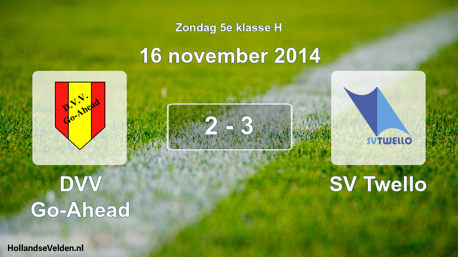 Total number of matches played: DVV Go-Ahead - SV Twello 2 - 3 (16 November 2014)