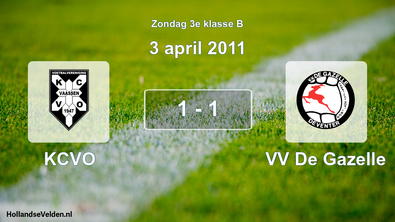 Total number of matches played: KCVO - VV De Gazelle 1 - 1 (3 April 2011)