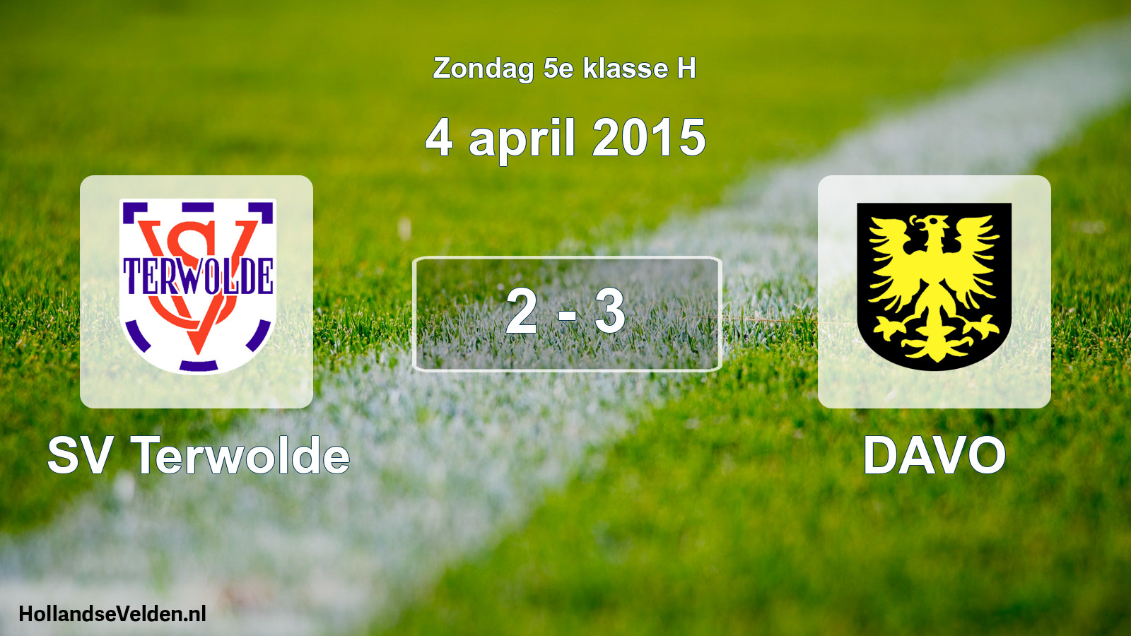 Total number of matches played: SV Terwolde - DAVO 2 - 3 (4 April 2015)