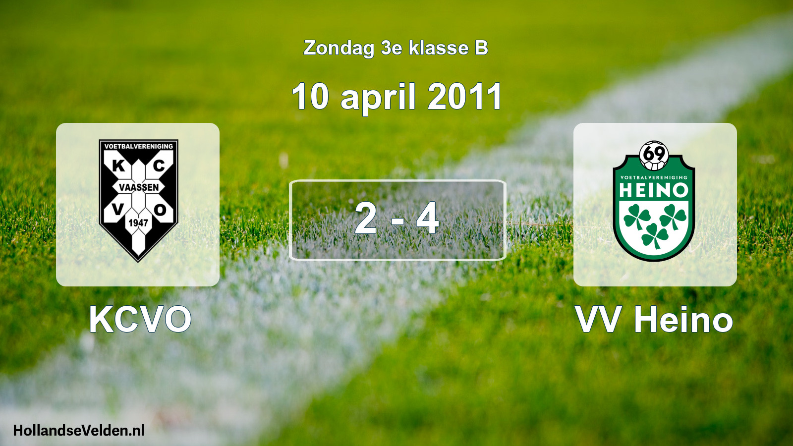 Total number of matches played: KCVO - VV Heino 2 - 4 (10 April 2011)