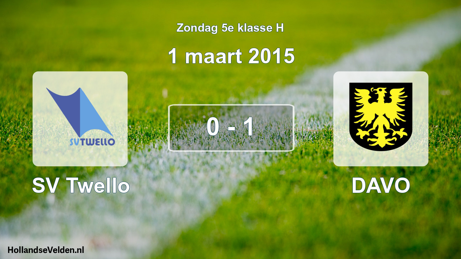 Total number of matches played: SV Twello - DAVO 0 - 1 (1 March 2015)