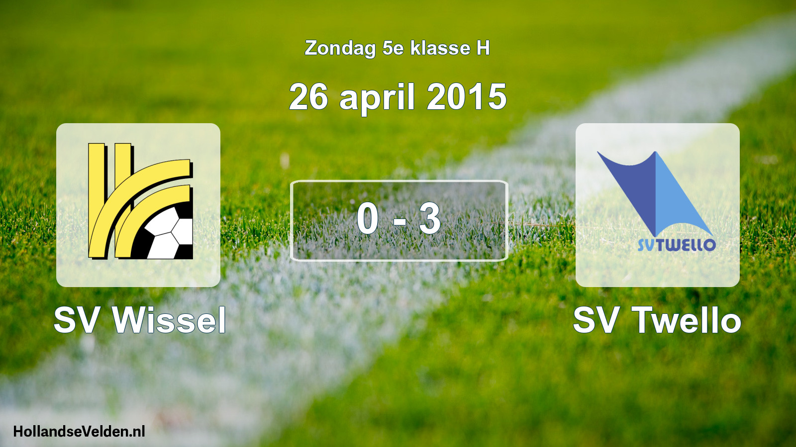 Total number of matches played: SV Wissel - SV Twello 0 - 3 (26 April 2015)
