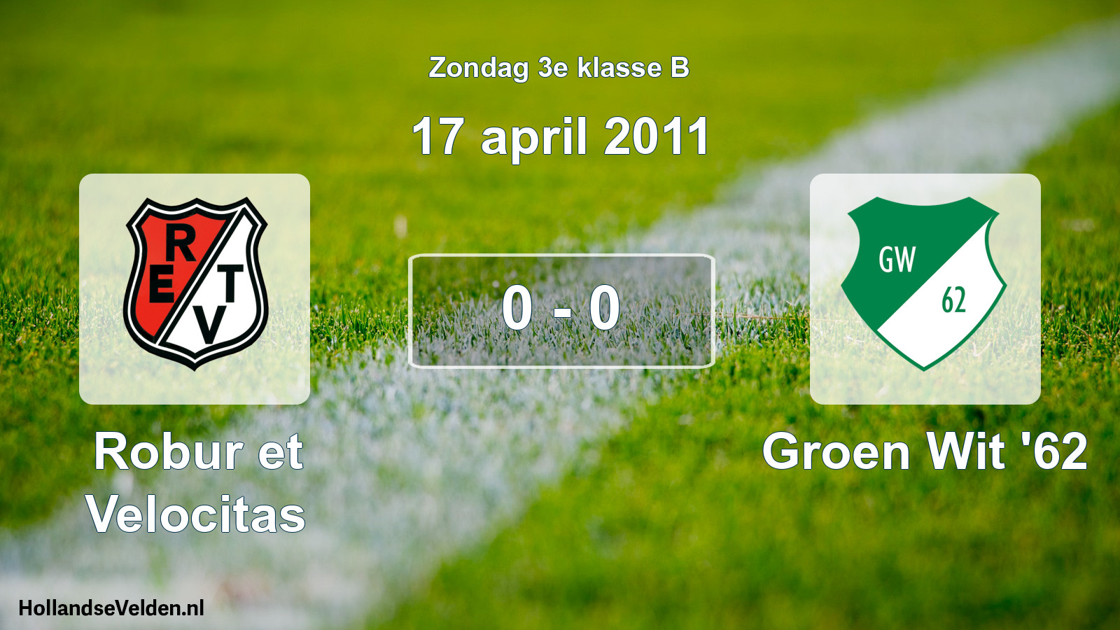 Total number of matches played: Robur et Velocitas - Groen Wit '62 0 - 0 (17 April 2011)