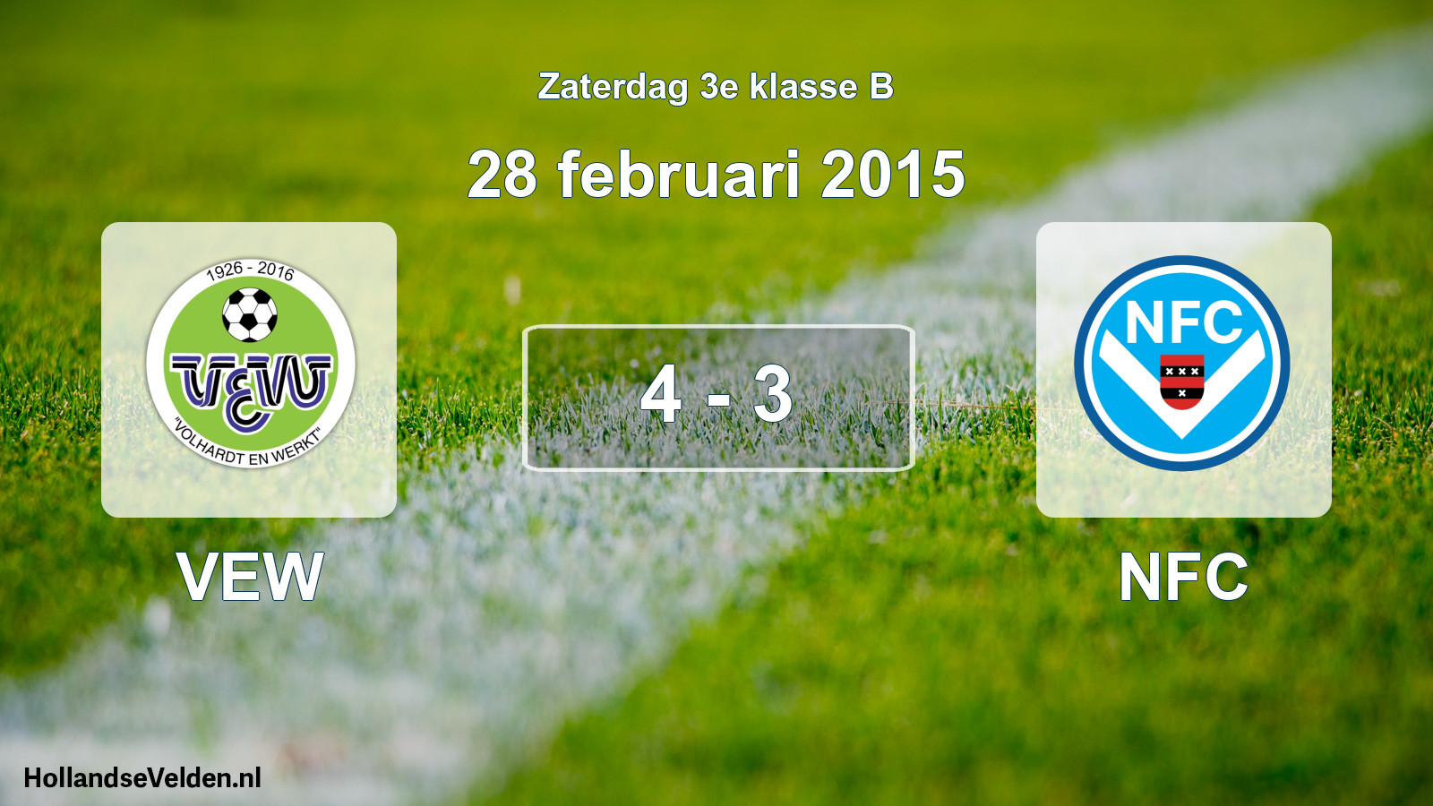 Total number of matches played: VEW - NFC 4 - 3 (28 February 2015)