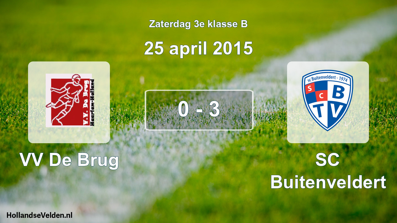 Total number of matches played: VV De Brug - SC Buitenveldert 0 - 3 (25 April 2015)