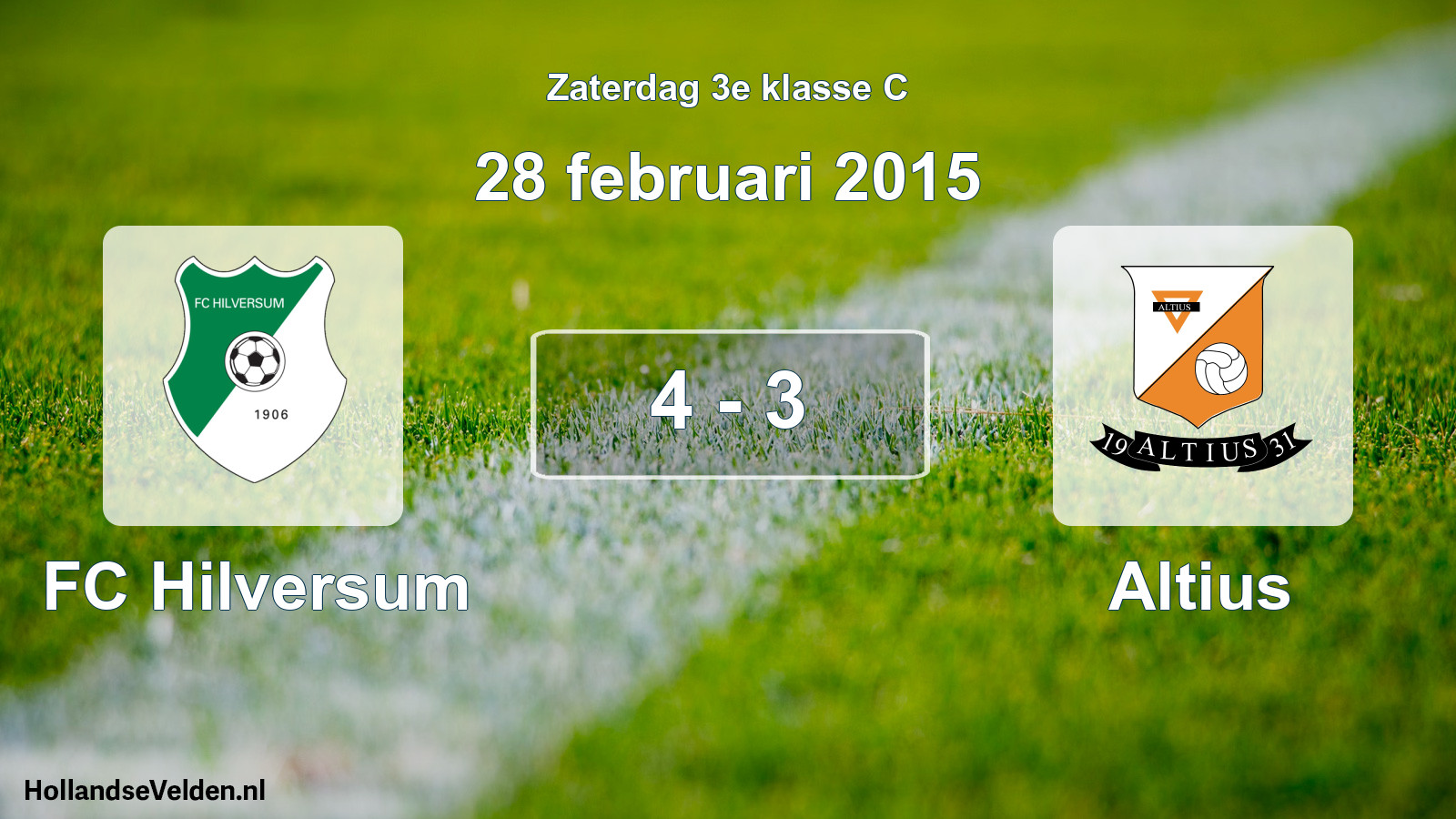 Total number of matches played: FC Hilversum - Altius 4 - 3 (28 February 2015)