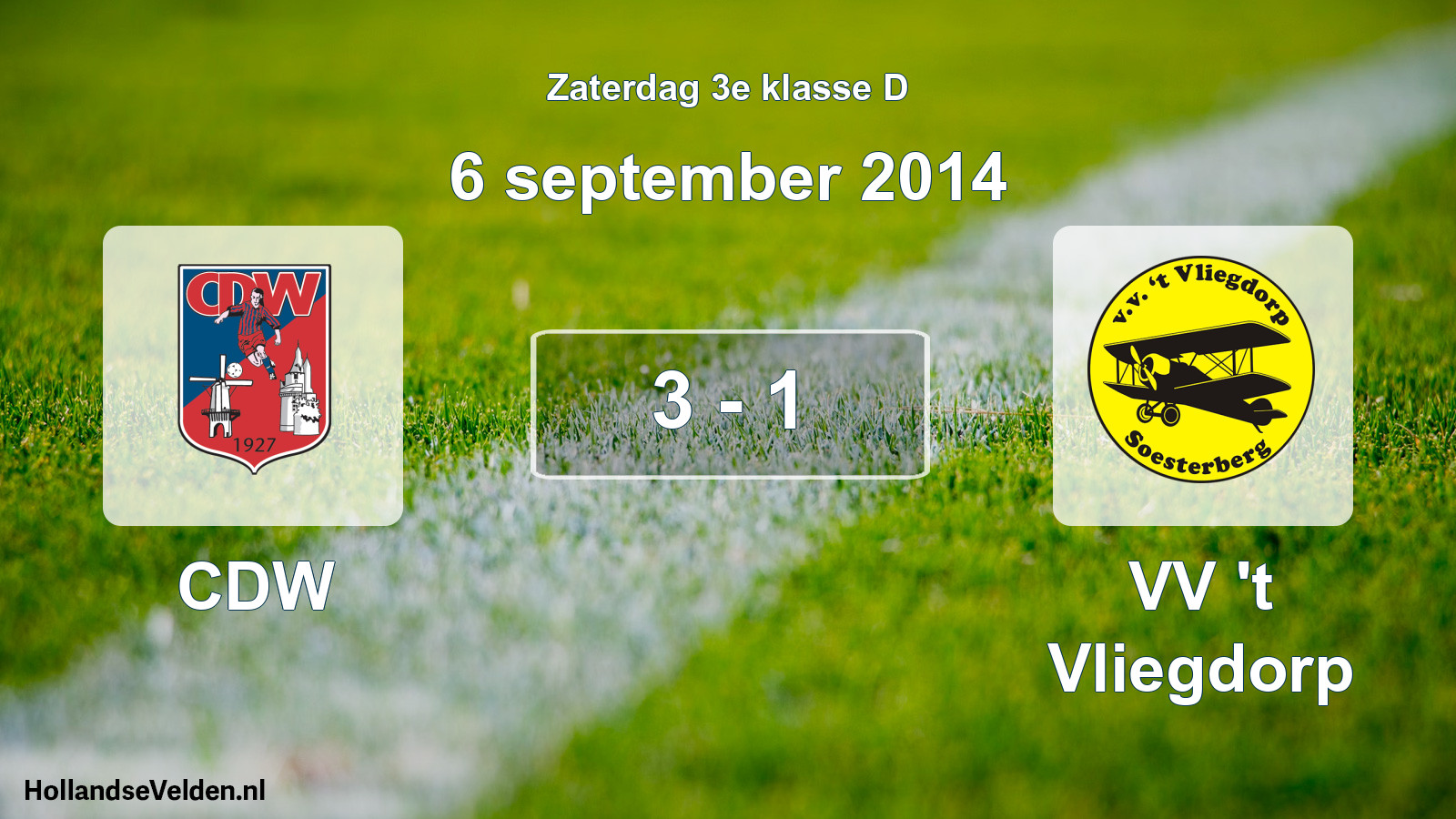 Total number of matches played: CDW - VV 't Vliegdorp 3 - 1 (6 September 2014)