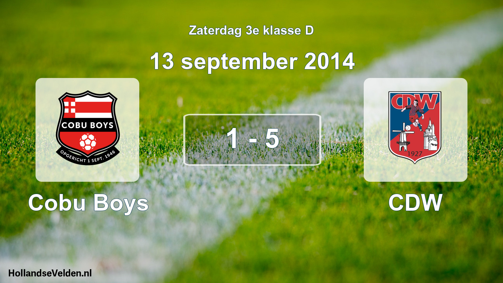 Total number of matches played: Cobu Boys - CDW 1 - 5 (13 September 2014)
