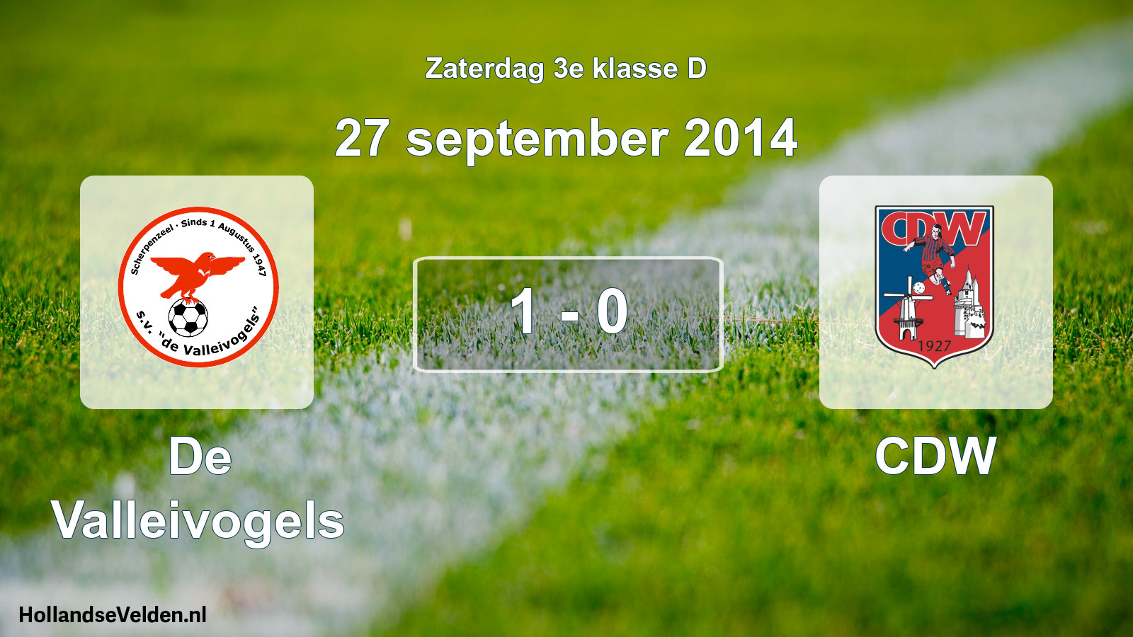 Total number of matches played: De Valleivogels - CDW 1 - 0 (27 September 2014)
