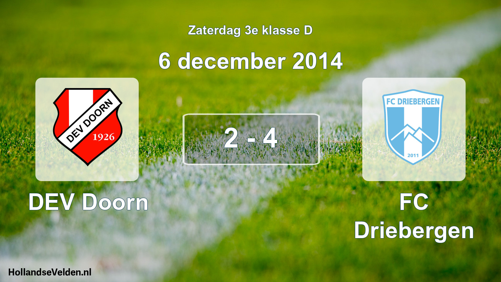Total number of matches played: DEV Doorn - FC Driebergen 2 - 4 (6 December 2014)