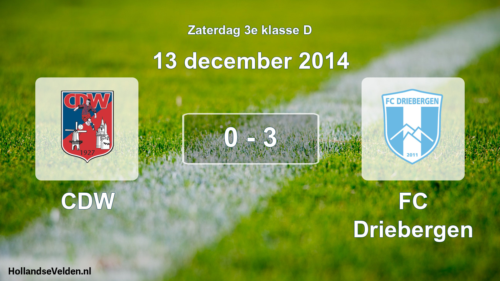 Total number of matches played: CDW - FC Driebergen 0 - 3 (13 December 2014)