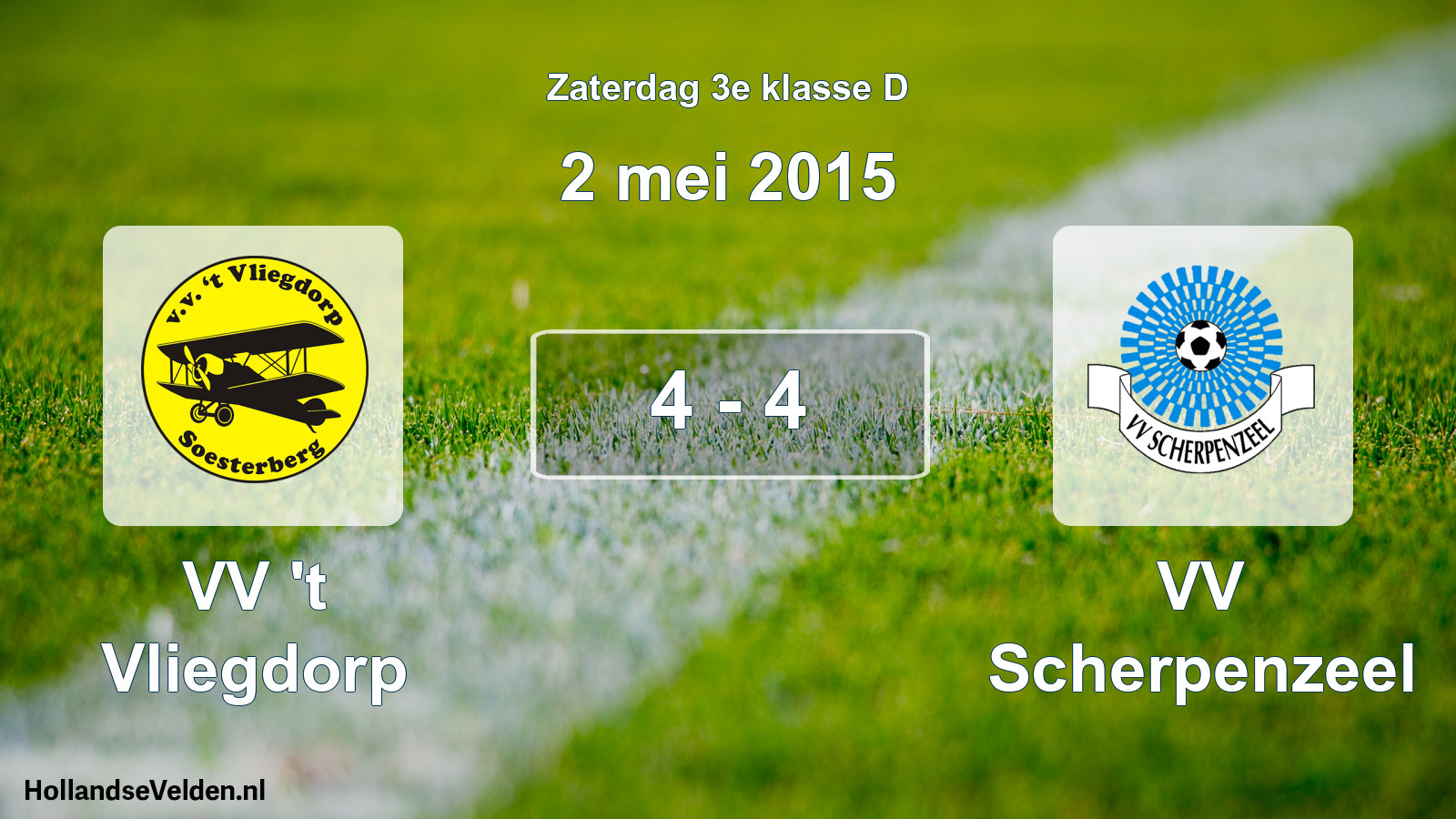 Total number of matches played: VV 't Vliegdorp - VV Scherpenzeel 4 - 4 (2 May 2015)