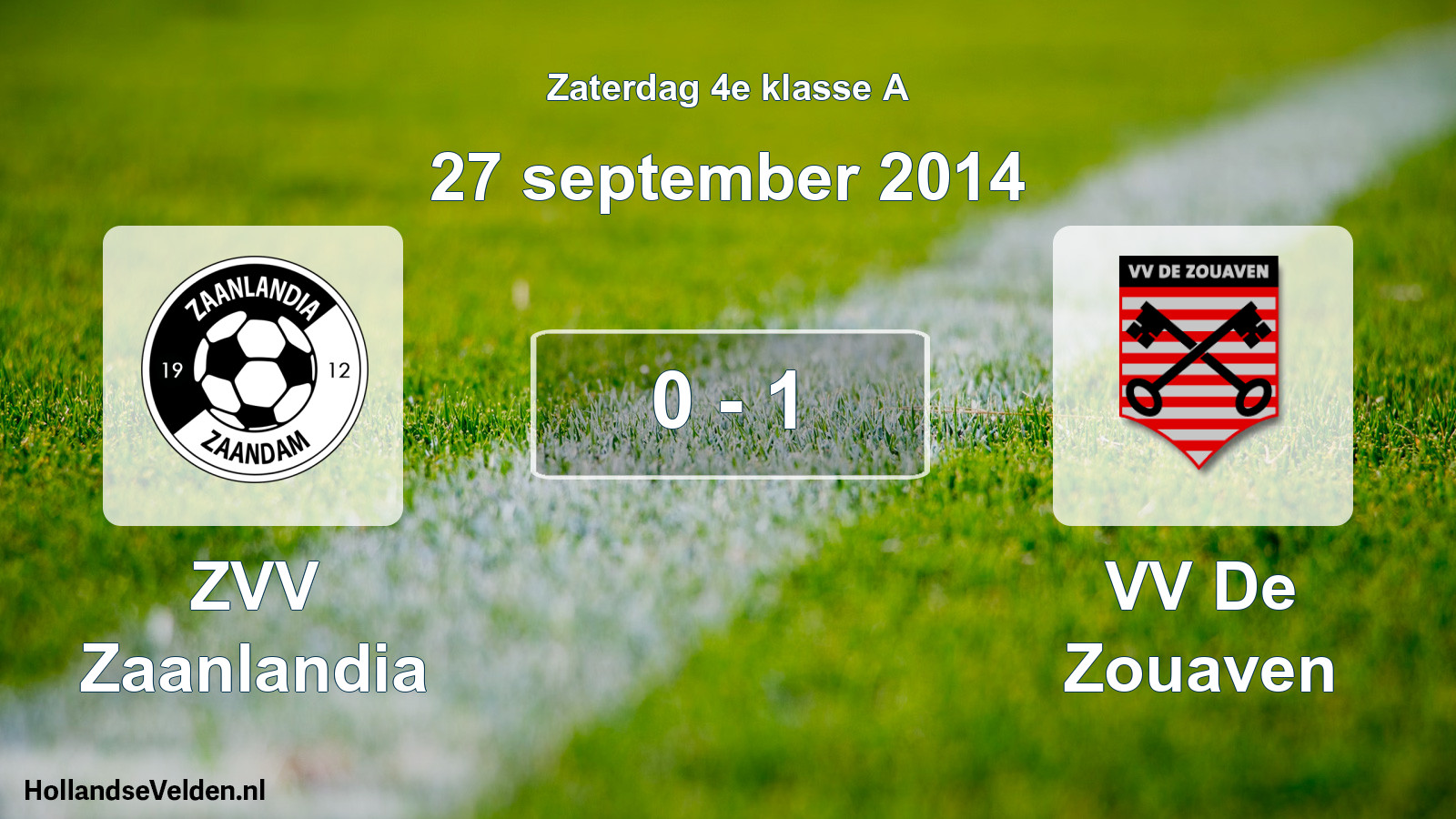 Total number of matches played: ZVV Zaanlandia - VV De Zouaven 0 - 1 (27 September 2014)