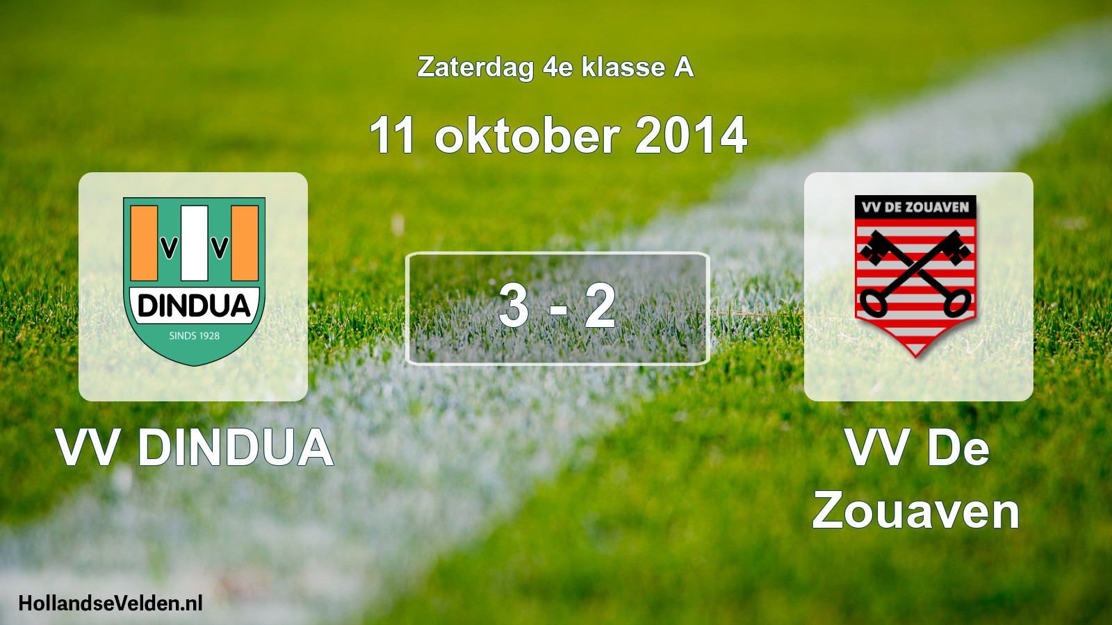Total number of matches played: VV DINDUA - VV De Zouaven 3 - 2 (11 October 2014)