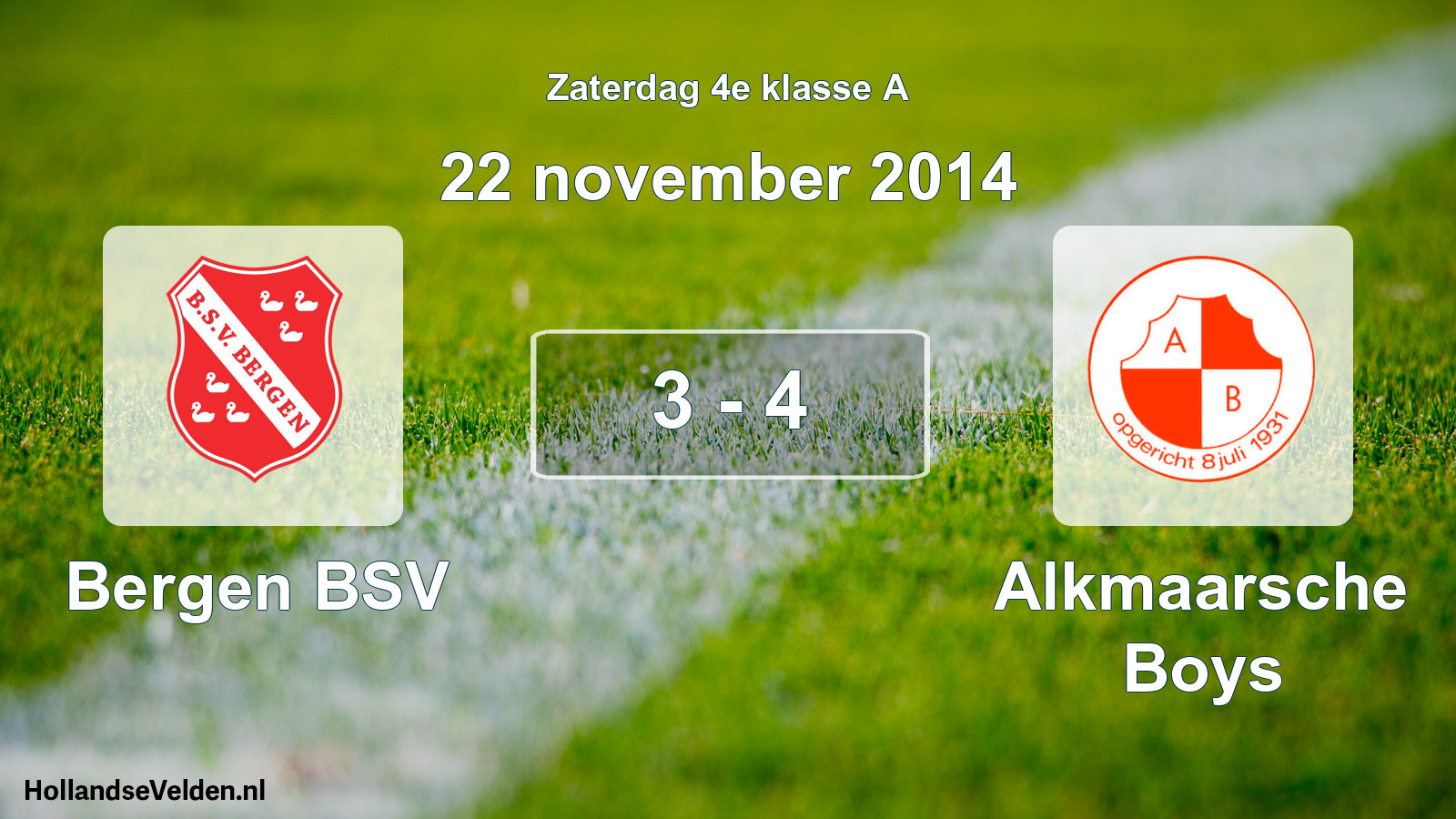 Total number of matches played: Bergen BSV - Alkmaarsche Boys 3 - 4 (22 November 2014)