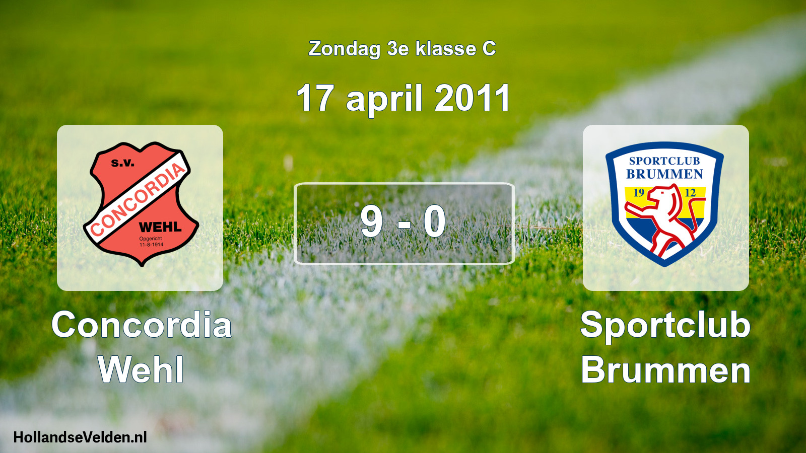 Total number of matches played: Concordia Wehl - Sportclub Brummen 9 - 0 (17 April 2011)