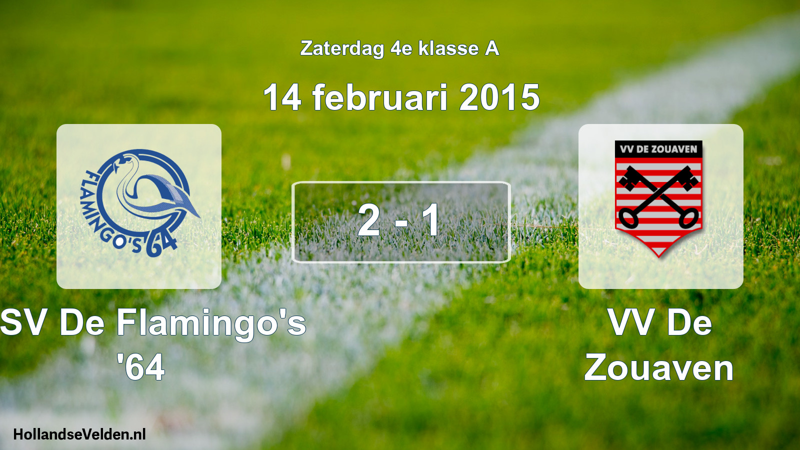 Total number of matches played: ASV De Flamingo's '64 - VV De Zouaven 2 - 1 (14 February 2015)