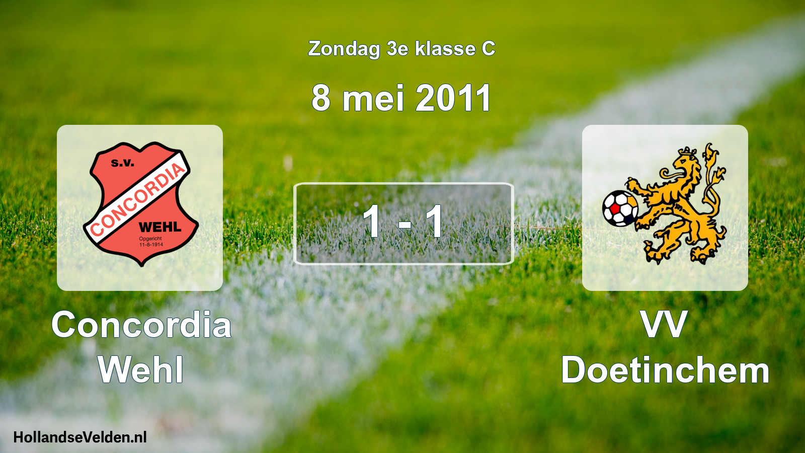 Total number of matches played: Concordia Wehl - VV Doetinchem 1 - 1 (8 May 2011)