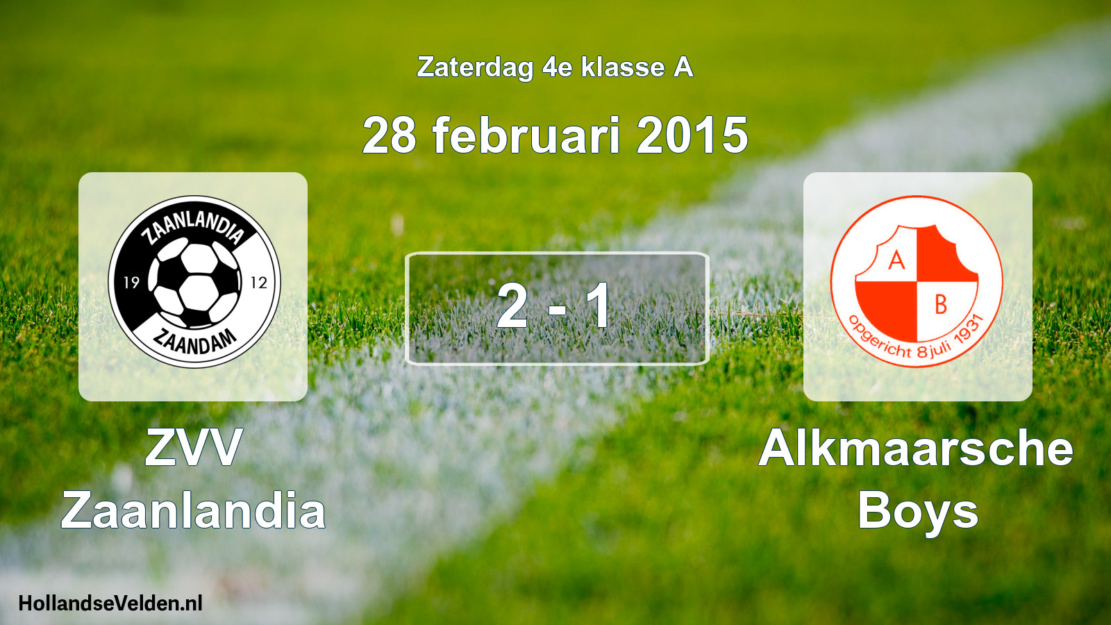 Total number of matches played: ZVV Zaanlandia - Alkmaarsche Boys 2 - 1 (28 February 2015)