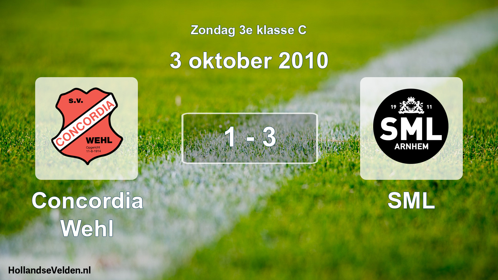 Total number of matches played: Concordia Wehl - SML 1 - 3 (3 October 2010)