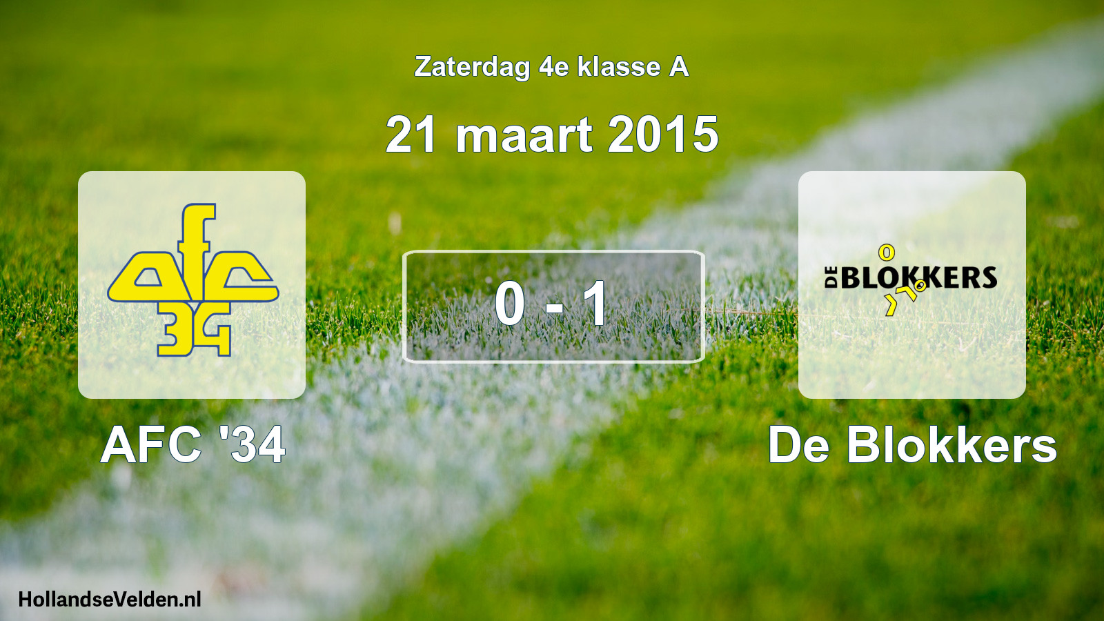 Total number of matches played: AFC '34 - De Blokkers 0 - 1 (21 March 2015)