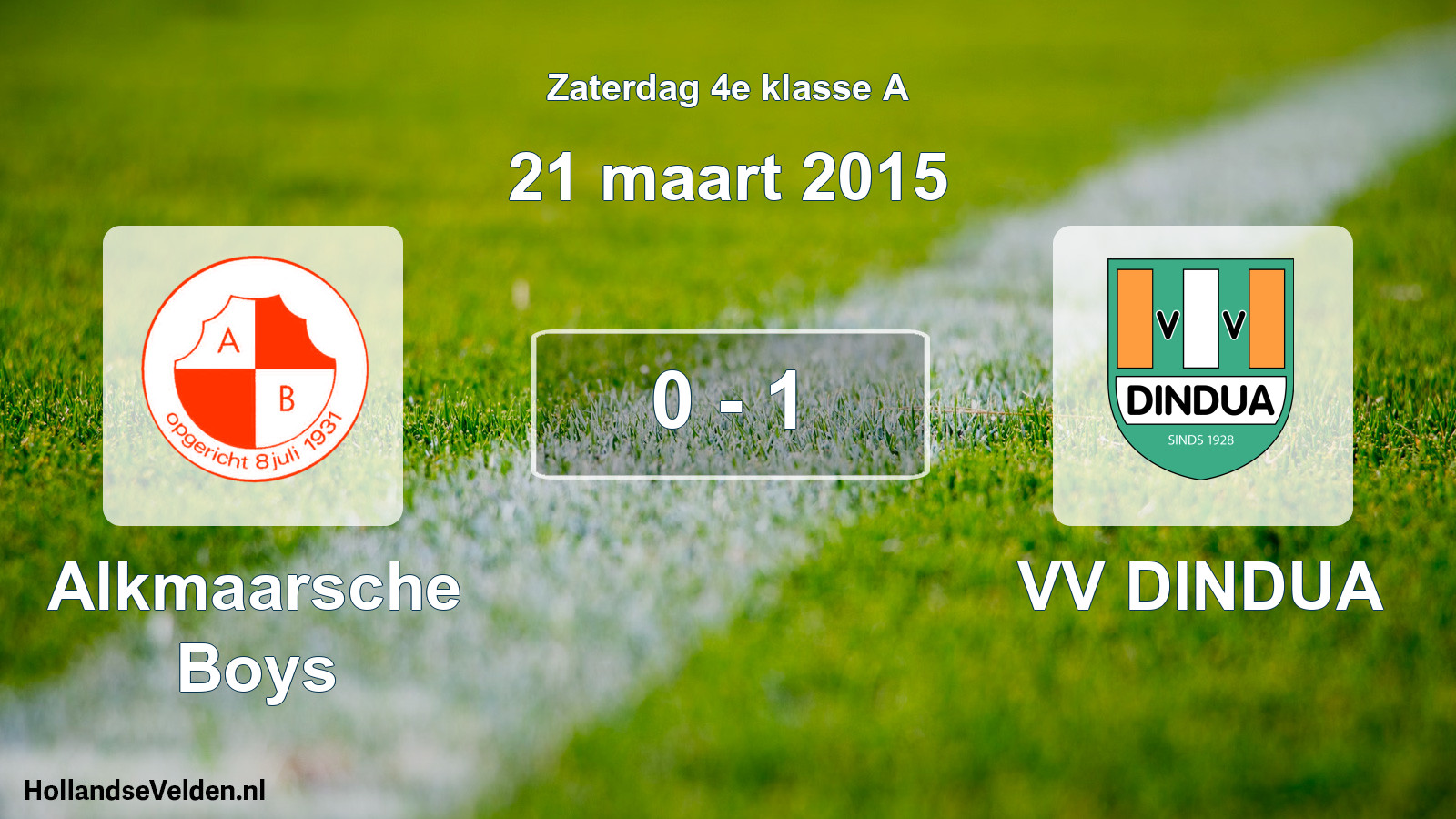 Total number of matches played: Alkmaarsche Boys - VV DINDUA 0 - 1 (21 March 2015)