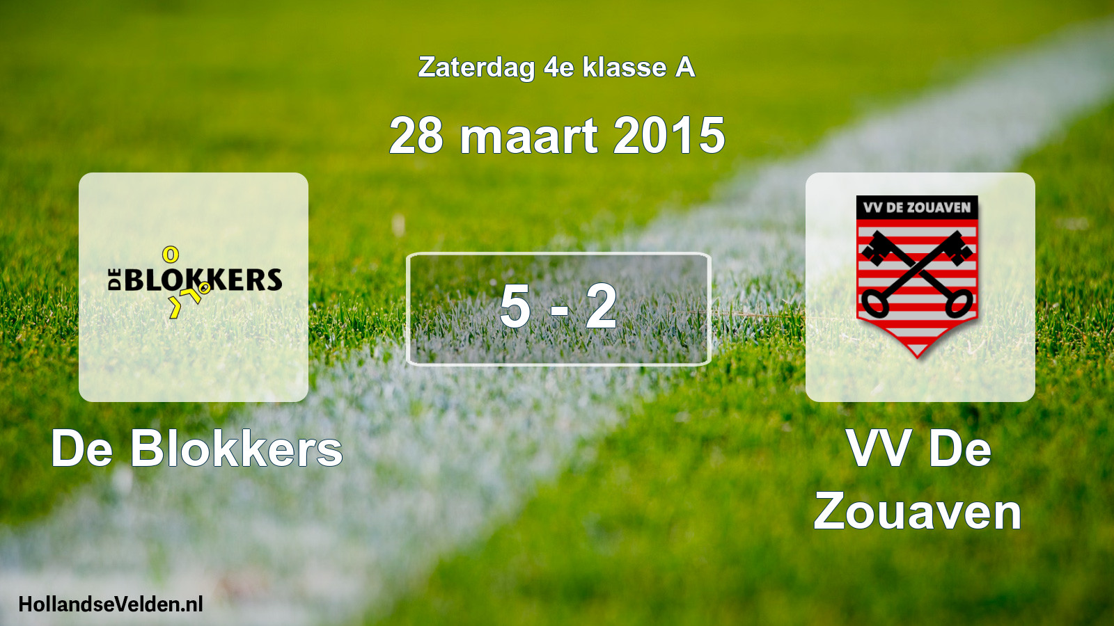 Total number of matches played: De Blokkers - VV De Zouaven 5 - 2 (28 March 2015)