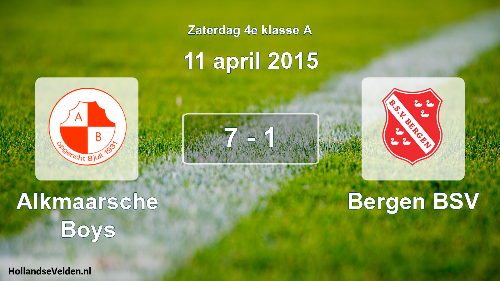 Total number of matches played: Alkmaarsche Boys - Bergen BSV 7 - 1 (11 April 2015)