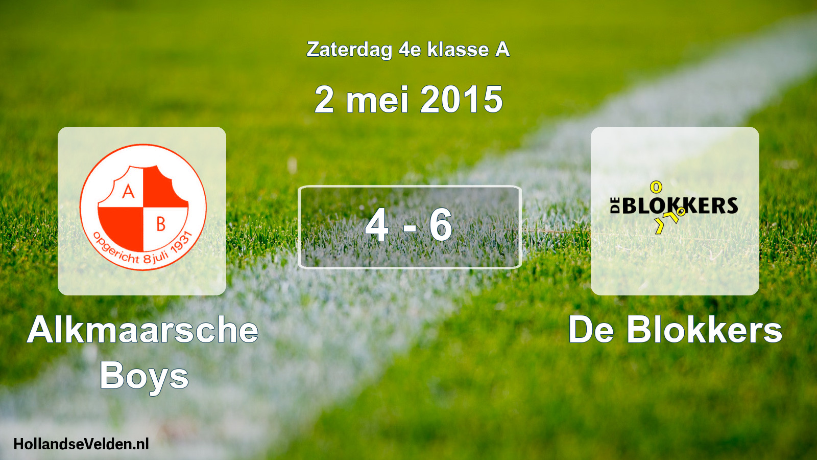Total number of matches played: Alkmaarsche Boys - De Blokkers 4 - 6 (2 May 2015)