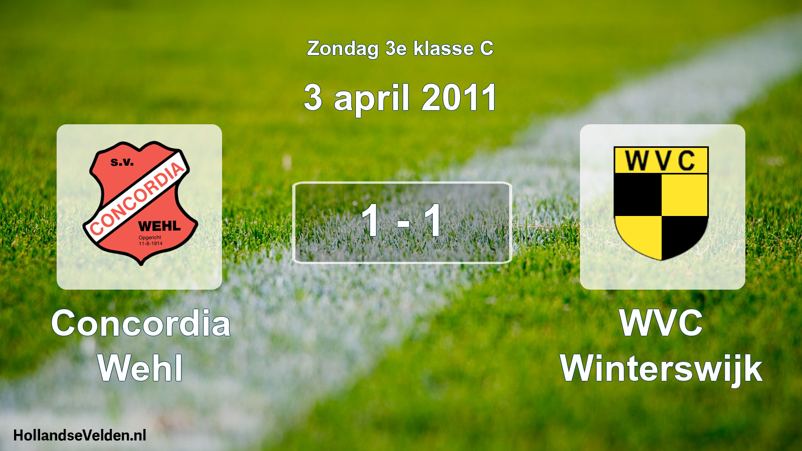 Total number of matches played: Concordia Wehl - WVC Winterswijk 1 - 1 (3 April 2011)