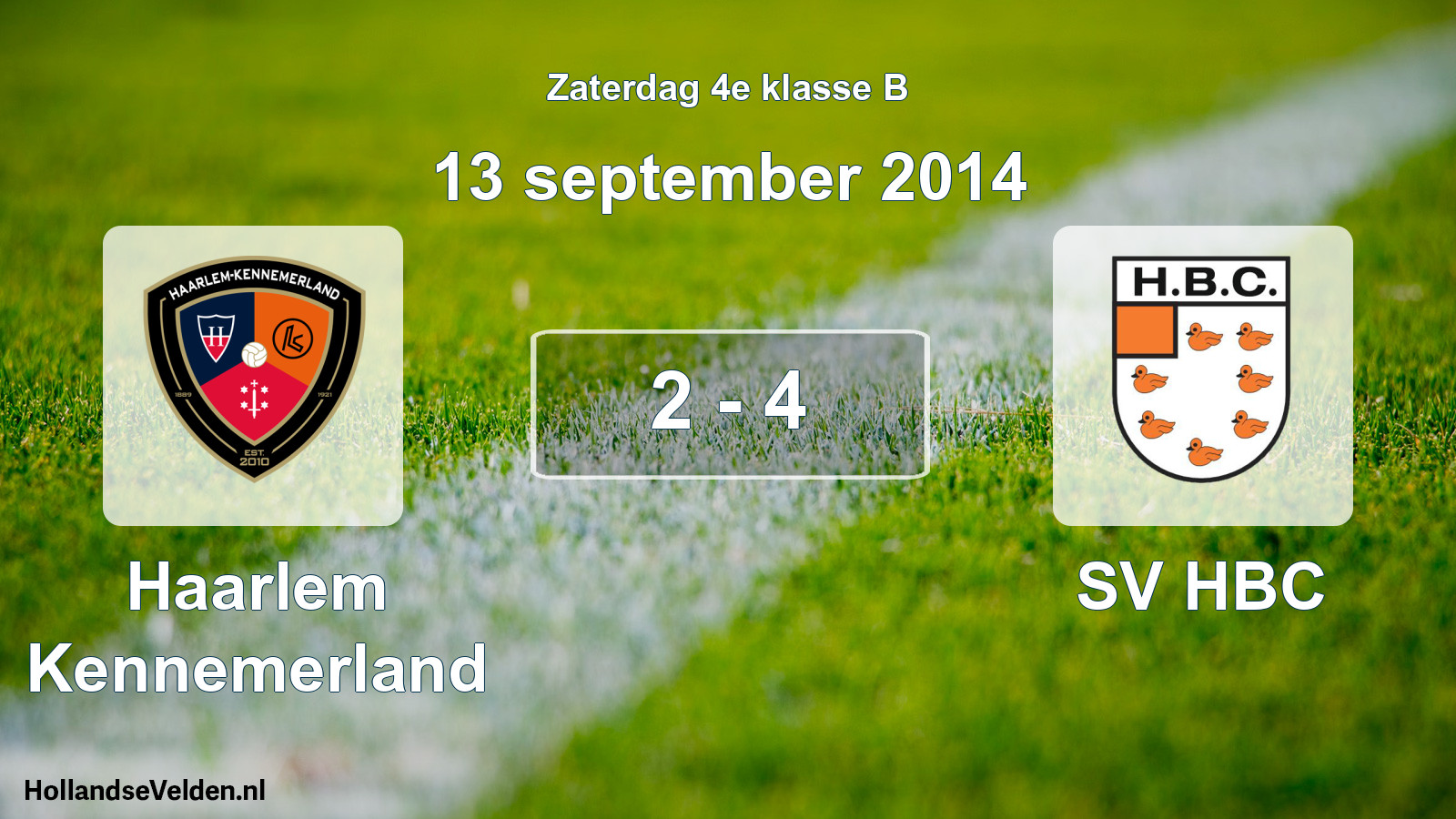 Total number of matches played: Haarlem Kennemerland - SV HBC 2 - 4 (13 September 2014)
