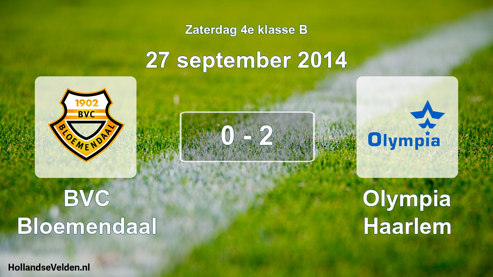 Total number of matches played: BVC Bloemendaal - Olympia Haarlem 0 - 2 (27 September 2014)