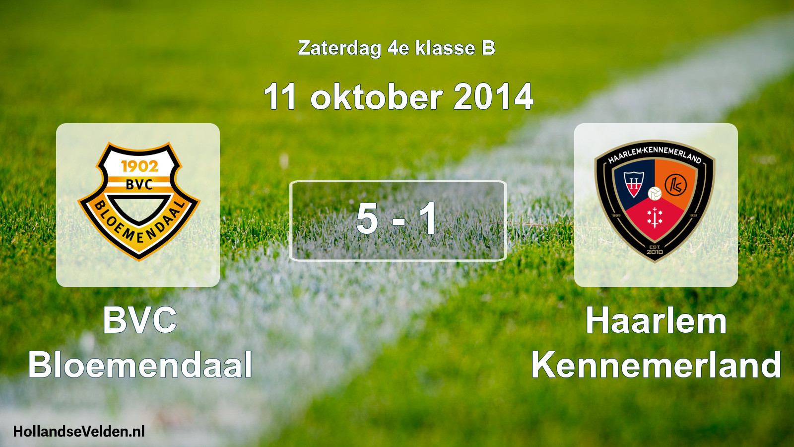 Total number of matches played: BVC Bloemendaal - Haarlem Kennemerland 5 - 1 (11 October 2014)