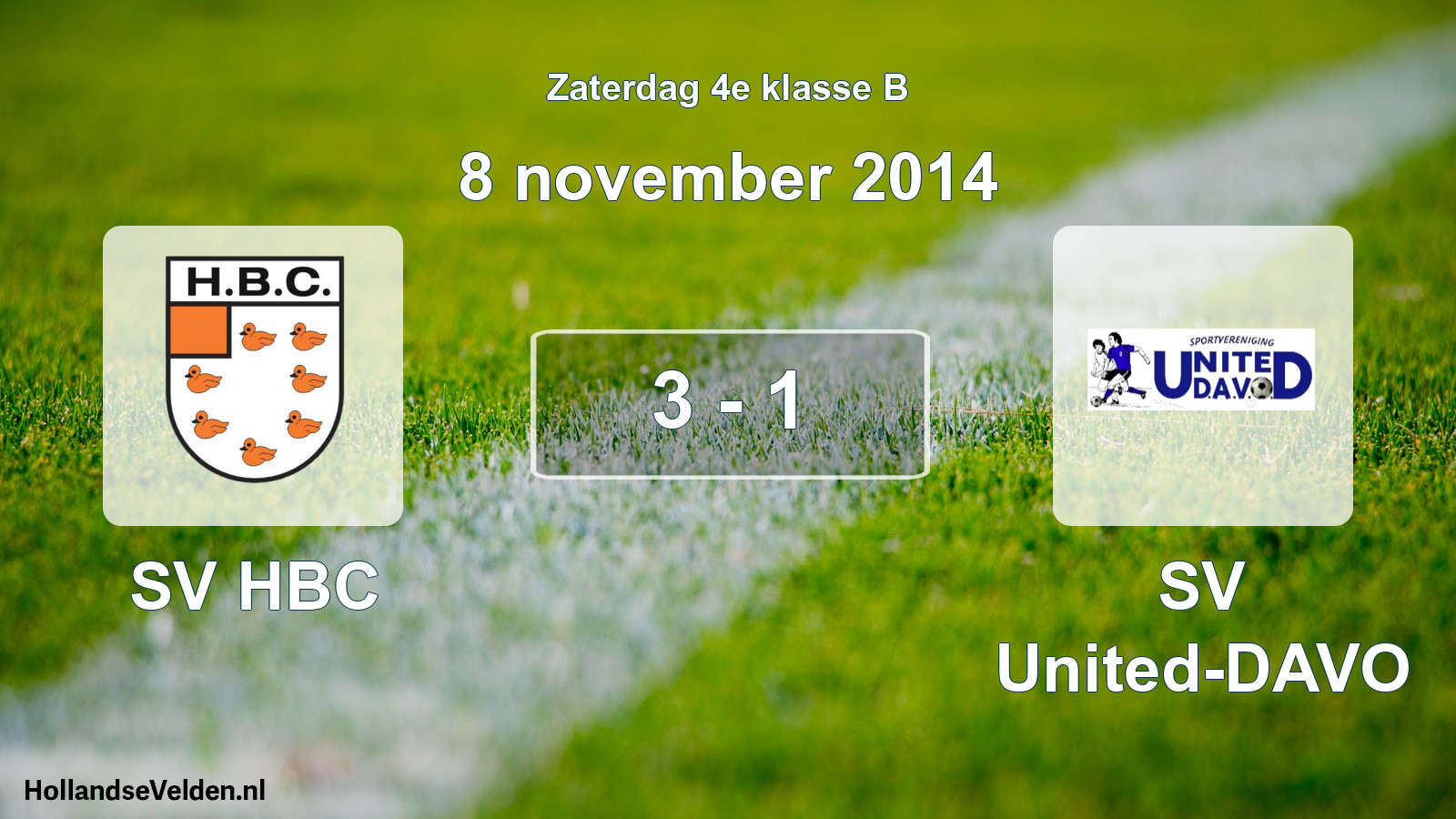 Total number of matches played: SV HBC - SV United-DAVO 3 - 1 (8 November 2014)