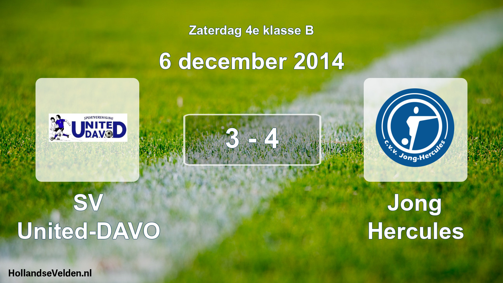 Total number of matches played: SV United-DAVO - Jong Hercules 3 - 4 (6 December 2014)