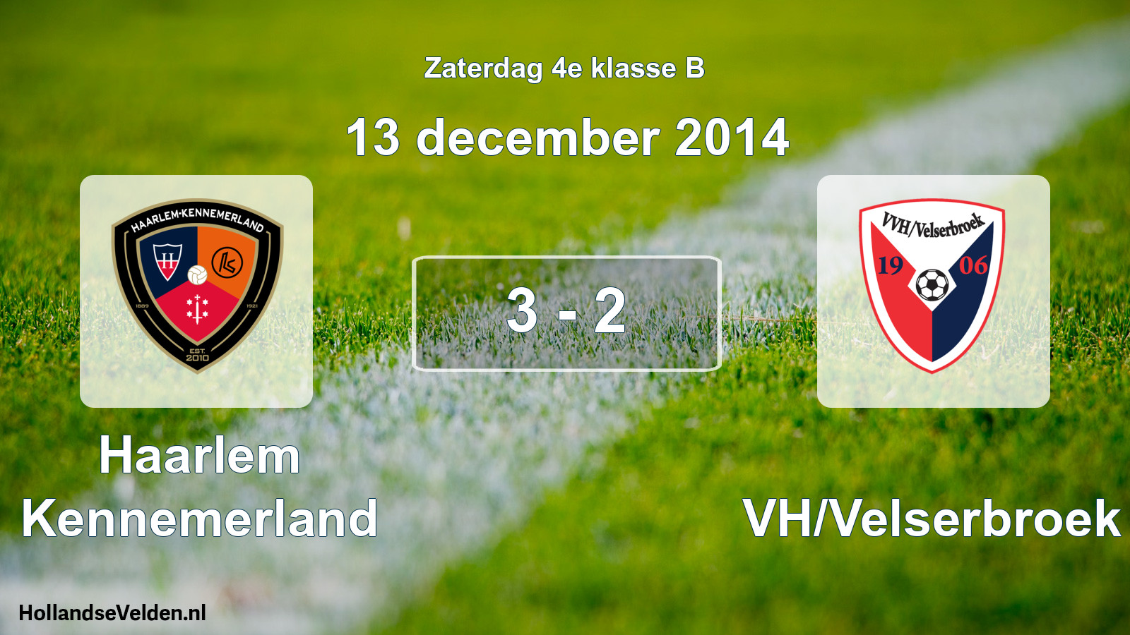 Total number of matches played: Haarlem Kennemerland - VVH/Velserbroek 3 - 2 (13 December 2014)