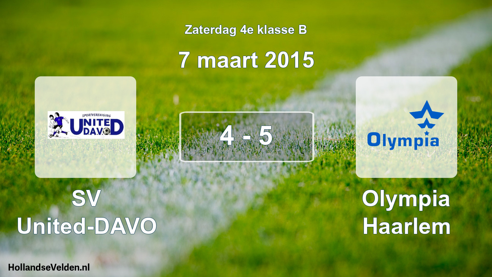 Total number of matches played: SV United-DAVO - Olympia Haarlem 4 - 5 (7 March 2015)
