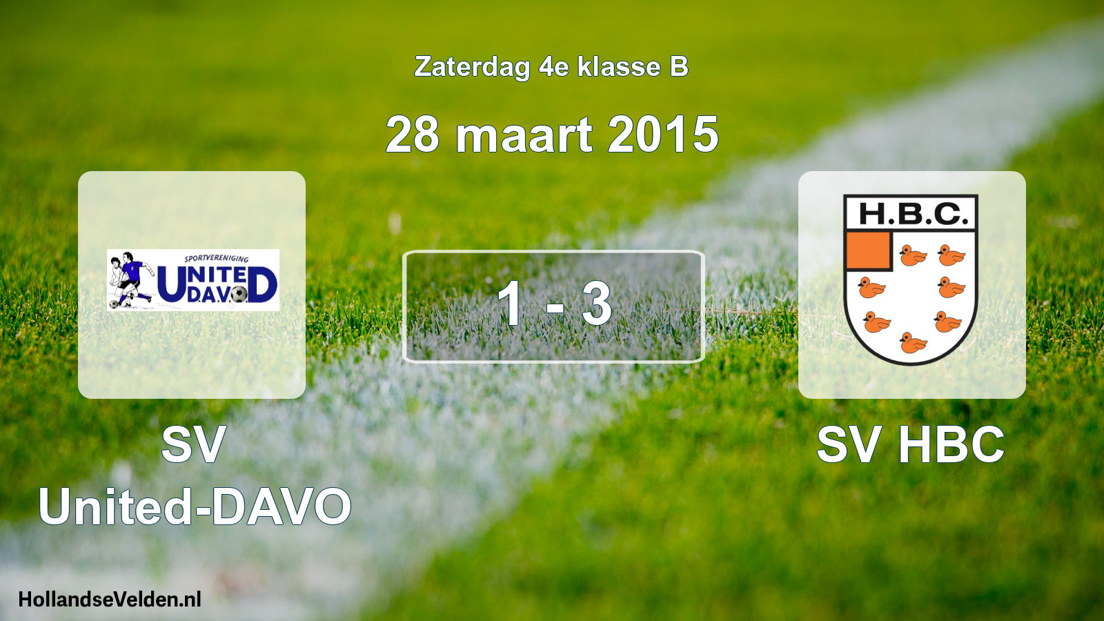 Total number of matches played: SV United-DAVO - SV HBC 1 - 3 (28 March 2015)