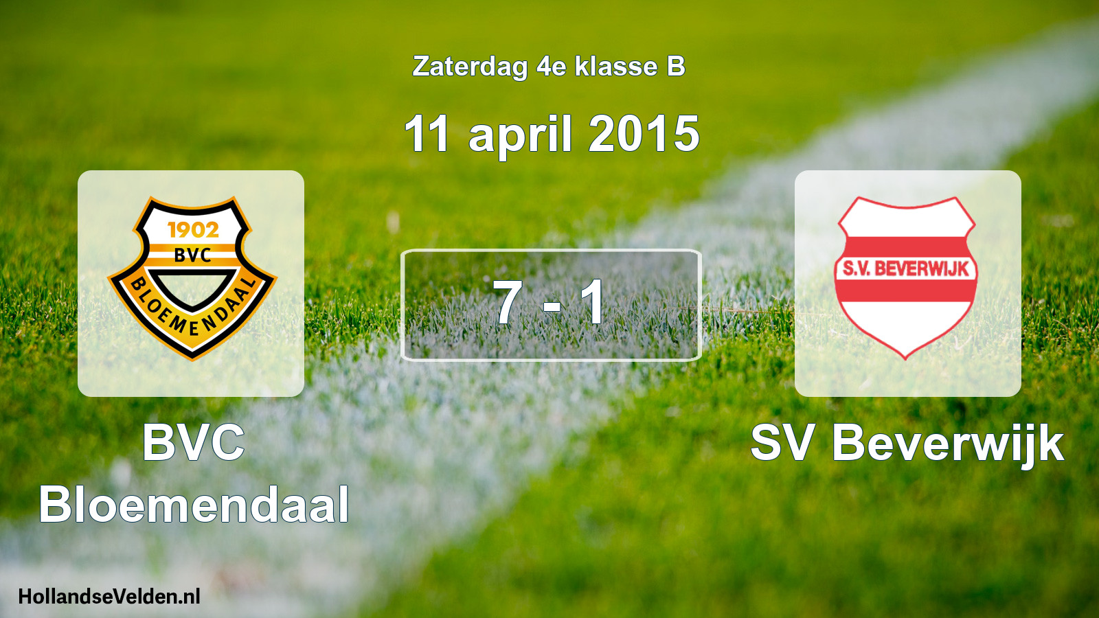 Total number of matches played: BVC Bloemendaal - SV Beverwijk 7 - 1 (11 April 2015)