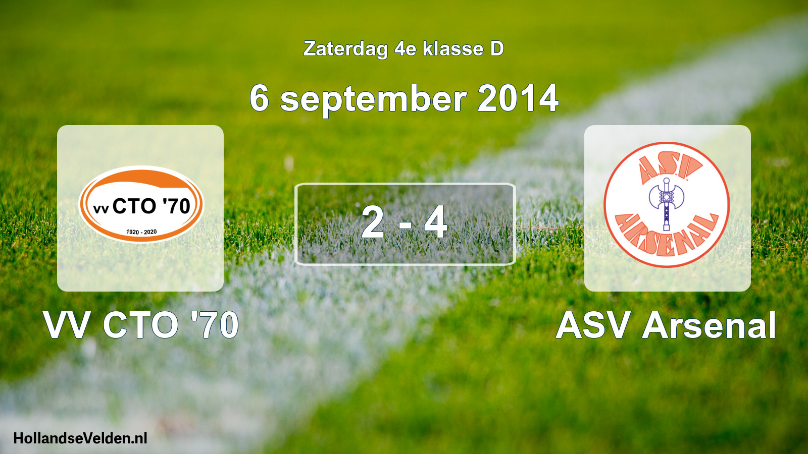 Total number of matches played: VV CTO '70 - ASV Arsenal 2 - 4 (6 September 2014)