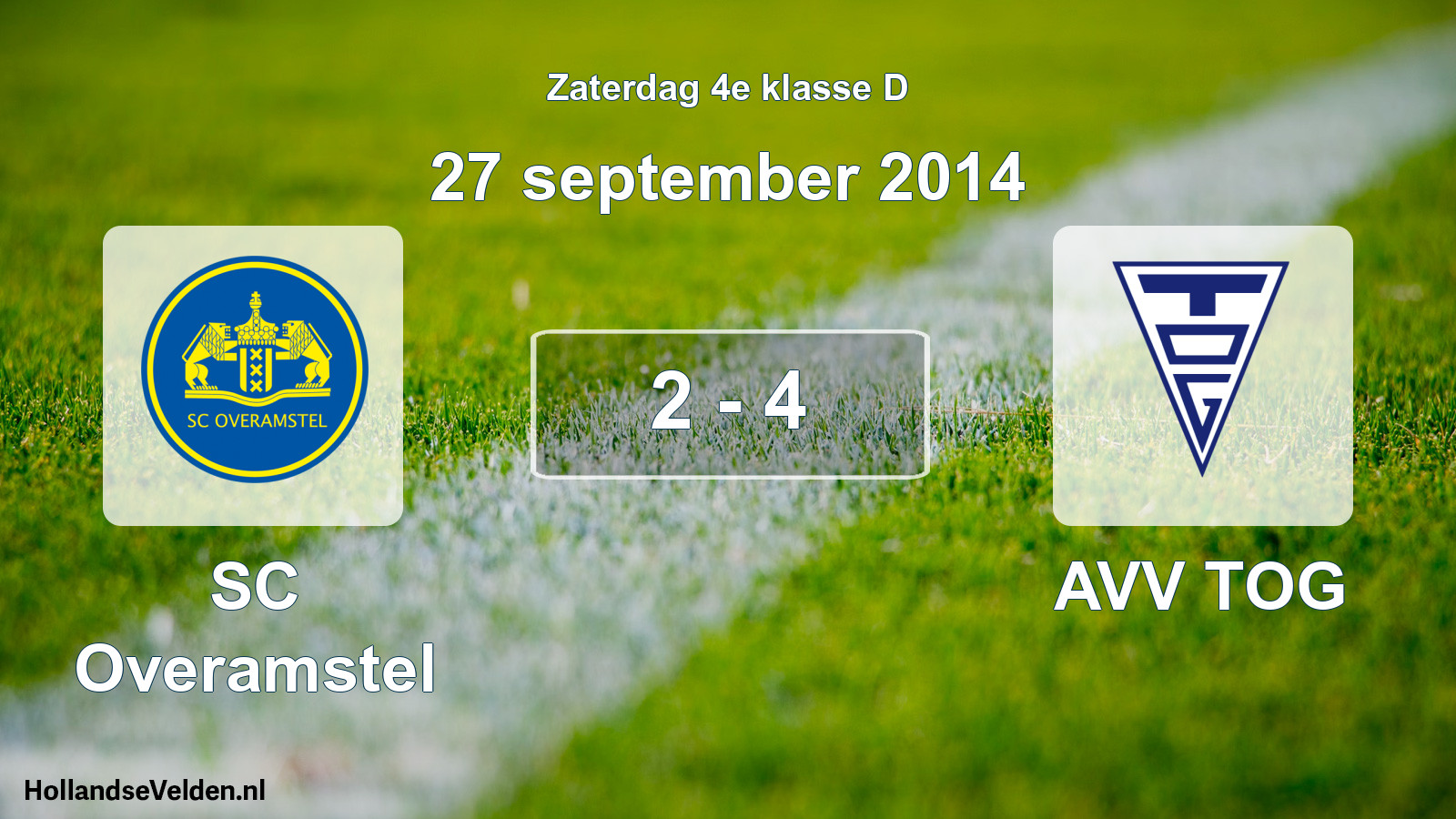 Total number of matches played: SC Overamstel - AVV TOG 2 - 4 (27 September 2014)