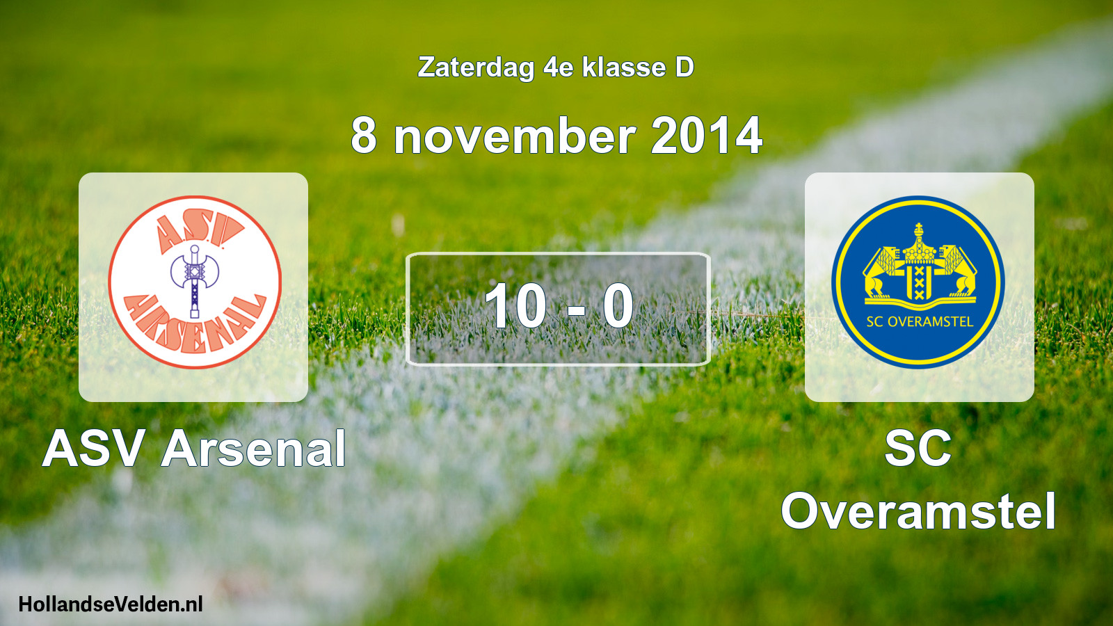 Total number of matches played: ASV Arsenal - SC Overamstel 10 - 0 (8 November 2014)