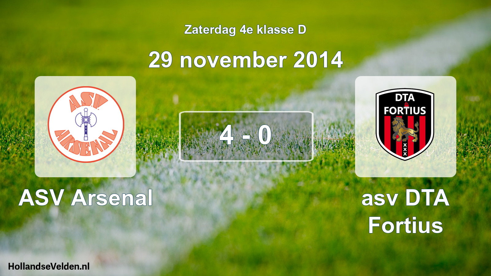 Total number of matches played: ASV Arsenal - asv DTA Fortius 4 - 0 (29 November 2014)