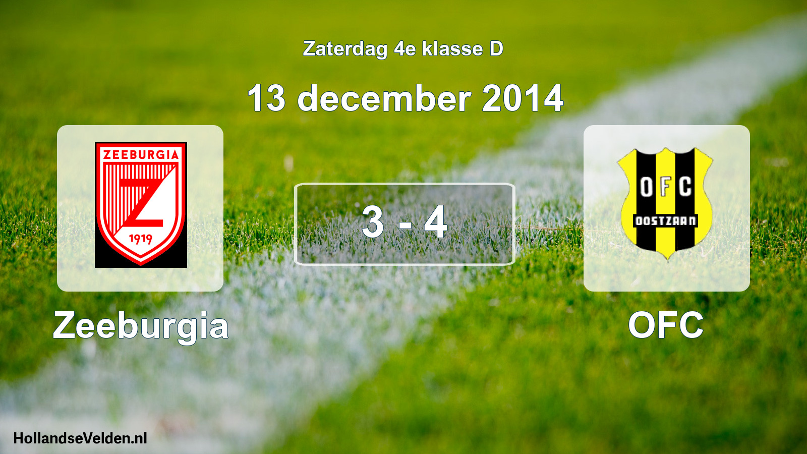 Total number of matches played: Zeeburgia - OFC 3 - 4 (13 December 2014)