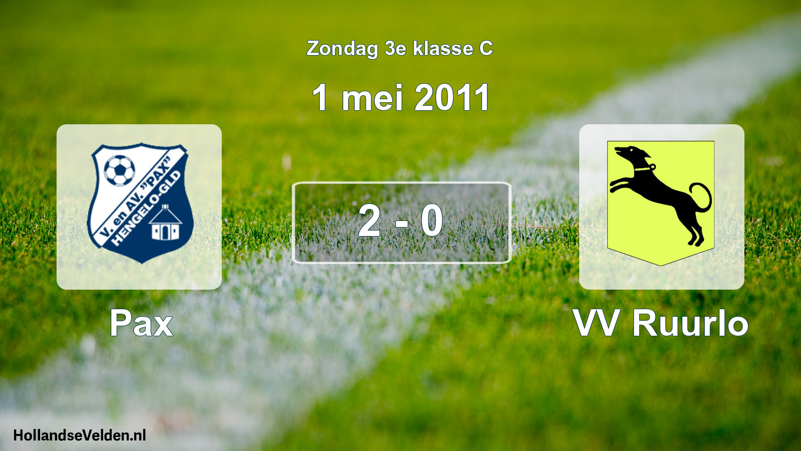 Total number of matches played: Pax - VV Ruurlo 2 - 0 (1 May 2011)