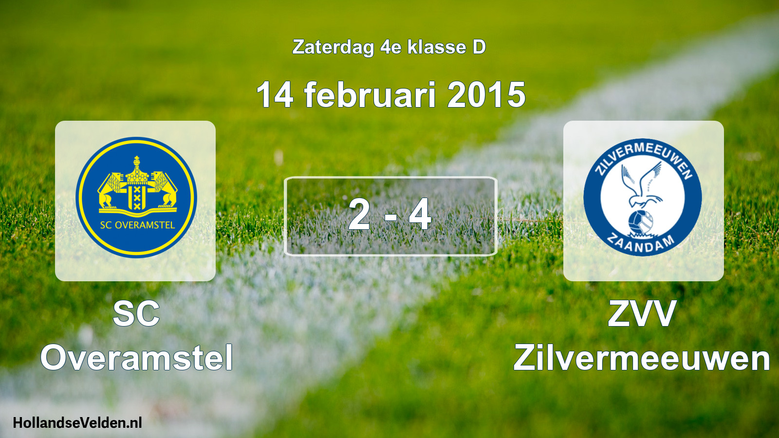 Total number of matches played: SC Overamstel - ZVV Zilvermeeuwen 2 - 4 (14 February 2015)