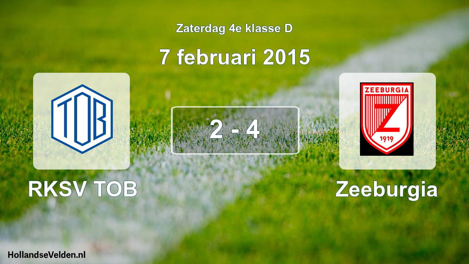 Total number of matches played: RKSV TOB - Zeeburgia 2 - 4 (7 February 2015)