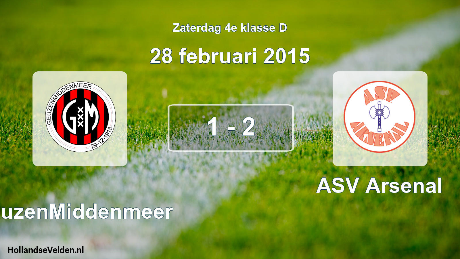 Total number of matches played: GeuzenMiddenmeer - ASV Arsenal 1 - 2 (28 February 2015)